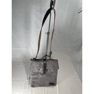 Asebbo Lunch Box Gray Insulated Waxed Canvas Box Handle Shoulder Strap Leather